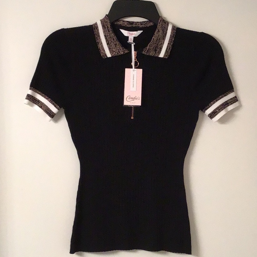 Candie’s Short Sleeved Collared Sweater